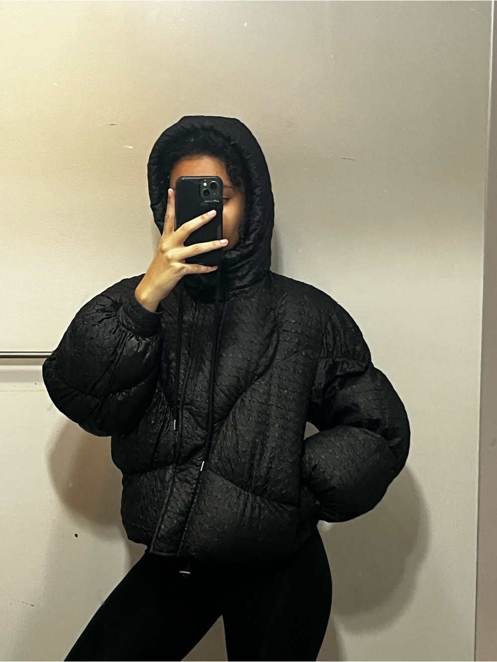 Black Puffer Hooded Jacket
